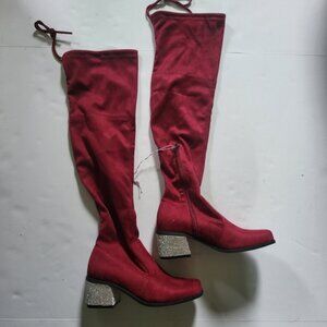 JESSICA CARLYLE womens 5.5 NWOT Latia wine red suede OTK boots
